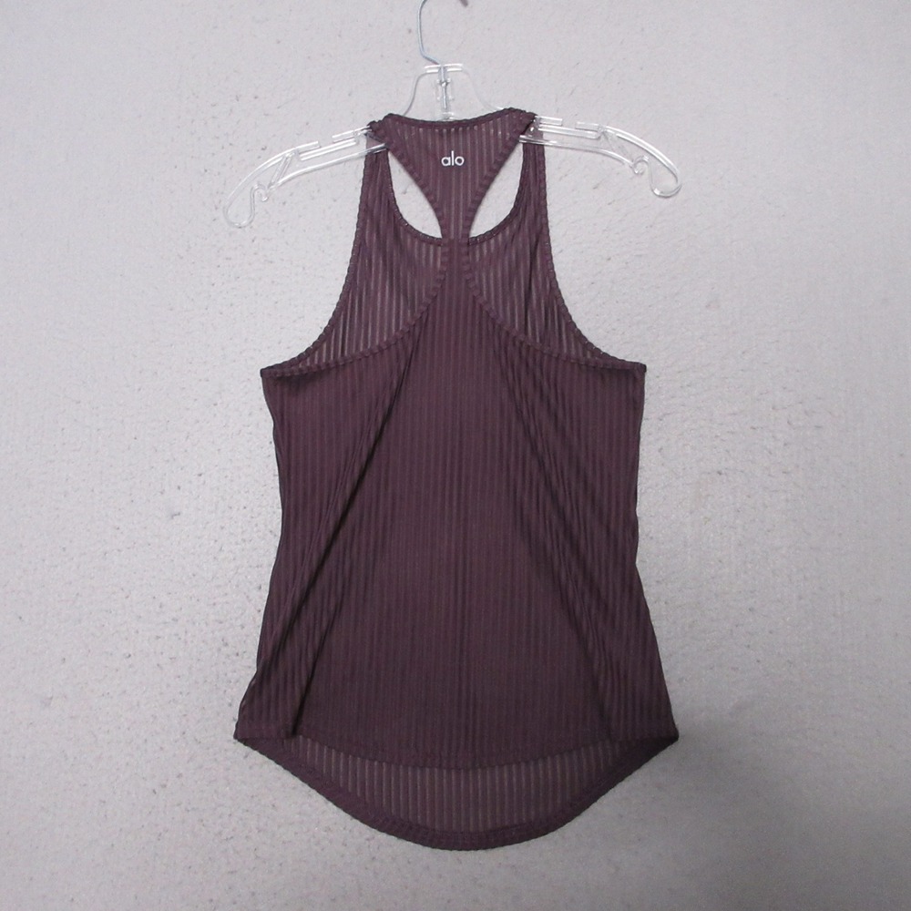 Alo Yoga Tank Top Small Purple Sheer Ribbed Racerback Activewear Yoga Workout - Picture 2 of 8